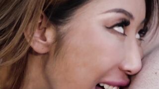 Asian Step-Daughter's Big Boobs Tease Dad In Hot Threesome
