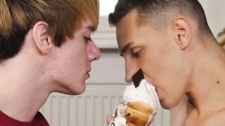 Twinks' Sweet Treat - Scene 1" or "Ice-cream Eating Twunks", featuring actors like Aaron Aurora & Alex Greco with tags such as #twink, #gay, #blow