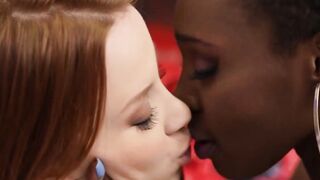 Erotic Lesbian Threesome - Older Black Girl Sharing DILDO With barely legal Blonde
