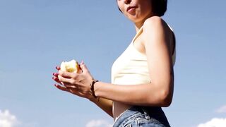Petite Latino Teenage Cutie Sophie - Naked Mountain Top Poses & Masturbation