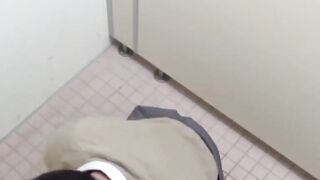 Japanese Bubble Teen Fingered in Toilet - Pee Break POV Footjob BlowJob