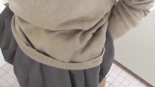 Japanese Bubble Teen Fingered in Toilet - Pee Break POV Footjob BlowJob