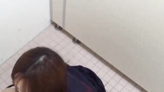 Japanese Bubble Teen Fingered in Toilet - Pee Break POV Footjob BlowJob