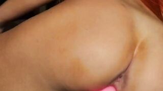 Redheaded Cutie Uses Her Giant Dildo to Stretch Out That Pussy