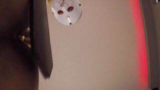 Thick-Assed Transgender Babe Handcuffs Herself For Anal Play
