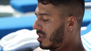 Poolside Bareback Threesome - Blowjobs & Anal Action With Lubed Up Guys