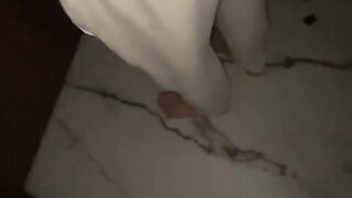 Big Boob Babe's Daring Adventure in Public Bathroom