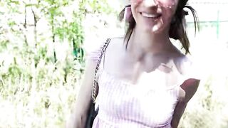 Teeny-Tiny German Cutie Rides A Hard Dick In Public Park