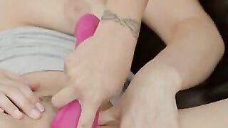 Babes Stimulating Their Twat With Sex Toys - Hot Blonde & Brunette Lesbian Threesome