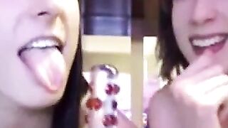 Lesbian Camgirls Share Intimate Moments With Dildo Riding And Kissing