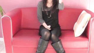 Teeny-Bopper's Sweet Feet & Legs in Stockings - Foot Job POV BlowJob with Facial Finish