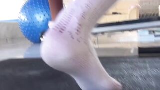 Blondie Babe Gets Sweaty In Sports Pants - Fitness Model Workout Routine