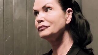 Alina Lamar's Elevator Threesome - Hot Blonde MILF Fucks Two Hunk Guys