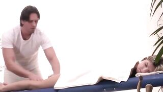 Oily Teen Massage Goddess - Petite Blonde Babe Gets Fucked Hard By Her Masseuse