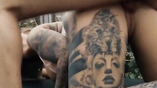Outdoor Nail Job - barely legal & Edgy Babe with Big-Ink Gets Fucked Outdoors