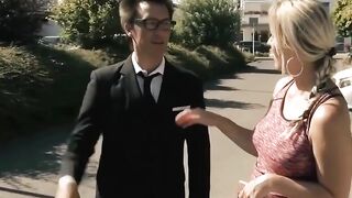 Hot MILF Cougar Julia Pink Fucks Her Step Son's Friend in Public Bathhouse