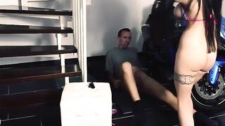 Ink-Splattered Slut Fucked Hard with Screw Driver by Older Man