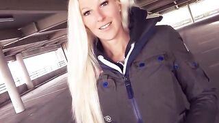 Outdoor Sex Adventures - Blondie Babe Fucked in Public Parking Lot