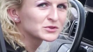 Van Life - Blonde Babe Gets Plastered With Semen Inside A Van