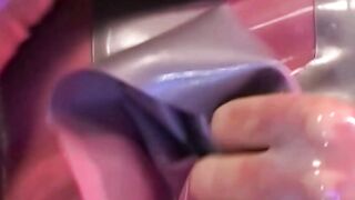Euro Lesbian Threesome - Sex Toy Sharing with Rubber Gloves