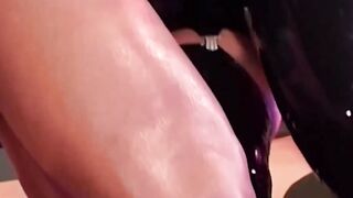 Euro Lesbian Threesome - Sex Toy Sharing with Rubber Gloves