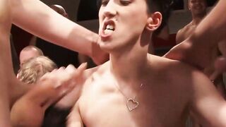 Groupie Sluts Suck And Swallow In A Wild Gangbang Orgy