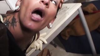 Euro Milf Bitch Rides Big Dick In Latex Gloves And Stockings