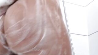 MILF Fingers Mature Pussy in Shower - Mom's Hot Body & Busty Boobs