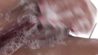 MILF Fingers Mature Pussy in Shower - Mom's Hot Body & Busty Boobs