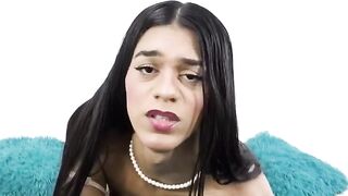 Transgender Babe with Giant Dildo Rides to Orgasm