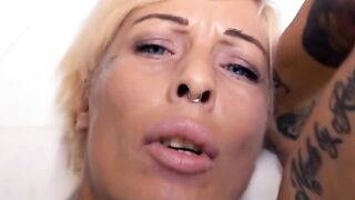 Ink-Splattered Blondie Fucked Hard in Real Life Sex Scene