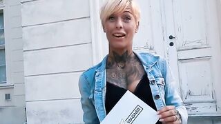 Ink-Splattered Blondie Fucked Hard in Real Life Sex Scene