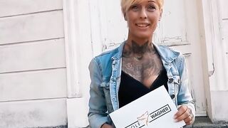 Ink-Splattered Blondie Fucked Hard in Real Life Sex Scene