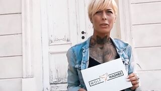 Ink-Splattered Blondie Fucked Hard in Real Life Sex Scene