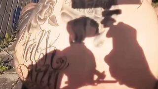 Ink-Splattered Roadside Blowjob & Rough Fuck With Big Natural Breasts