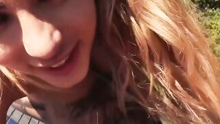 Ink-Splattered Roadside Blowjob & Rough Fuck With Big Natural Breasts