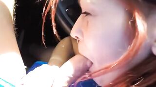 Redhead Teen Rides A Motorbike While Giving Blowjob And Gets Facial