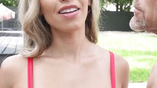 Petite Wife Riding Husband's Old Buddy In The Pool - Brianna Bandera