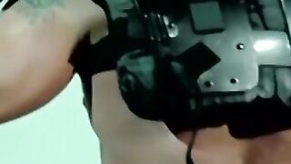Bondage Babe Beats Her Own High Score - Collar Zapper Game With Dominatrix