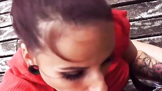 Dark-Haired Vixen With Super Sexy Boobies Fucked Outdoors in Public