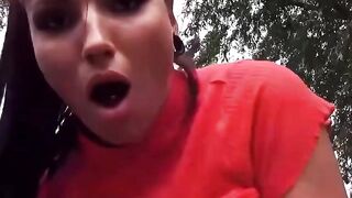 Dark-Haired Vixen With Super Sexy Boobies Fucked Outdoors in Public