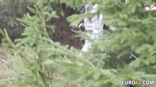 Soldier voyeur an interracial plowed from the woods