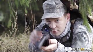 Soldier voyeur an interracial plowed from the woods