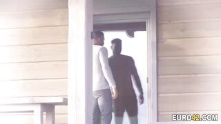 Soldier voyeur an interracial plowed from the woods