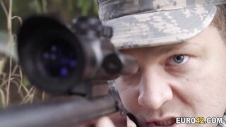 Soldier voyeur an interracial plowed from the woods