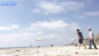 Outside Cock Blowing on a Naked Beach with Cutie Spunky