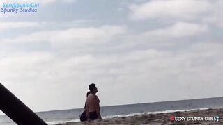 Outside Cock Blowing on a Naked Beach with Cutie Spunky