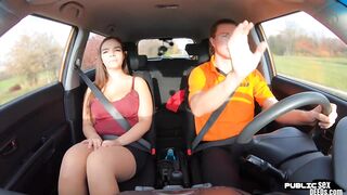 Real outdoors barely legal sixtynines her professor into vehicle