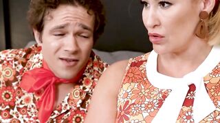 Step-Mother's Sloppy Deepthroat & Facial For StepSon In Live Sitcom