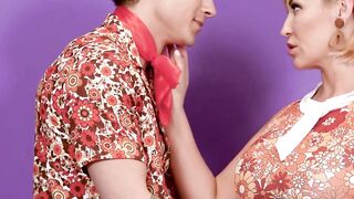 Step-Mother's Sloppy Deepthroat & Facial For StepSon In Live Sitcom